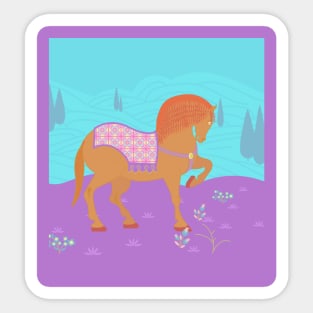 Persian Horse Trotting in a Meadow Sticker